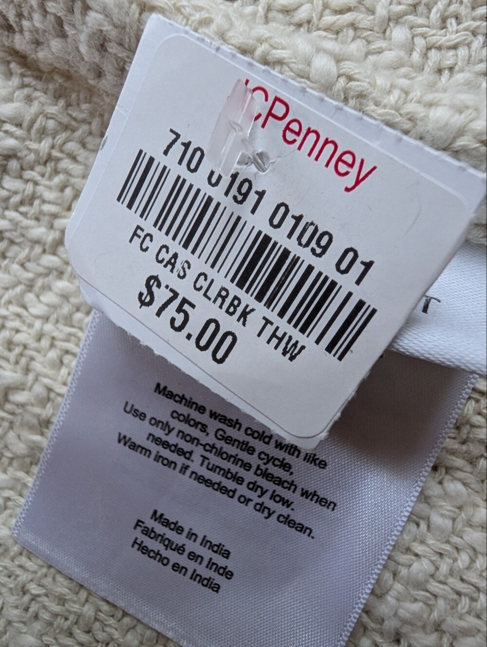 NWT Fieldcrest Cotton Throw Blanket With Tassels Cream Gray Geometric Design - Picture 7 of 7